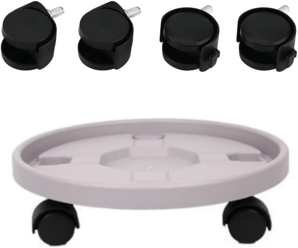 2Pakcs Plant Stand with Wheels 12.2" Rolling Plant Stand-Plastic Plant Water Catcher Tray Plant Caddy with Wheels Heavy Duty,Plant Dolly Plant Saucer with Wheels Indoor Outdoor,Gray image number 4