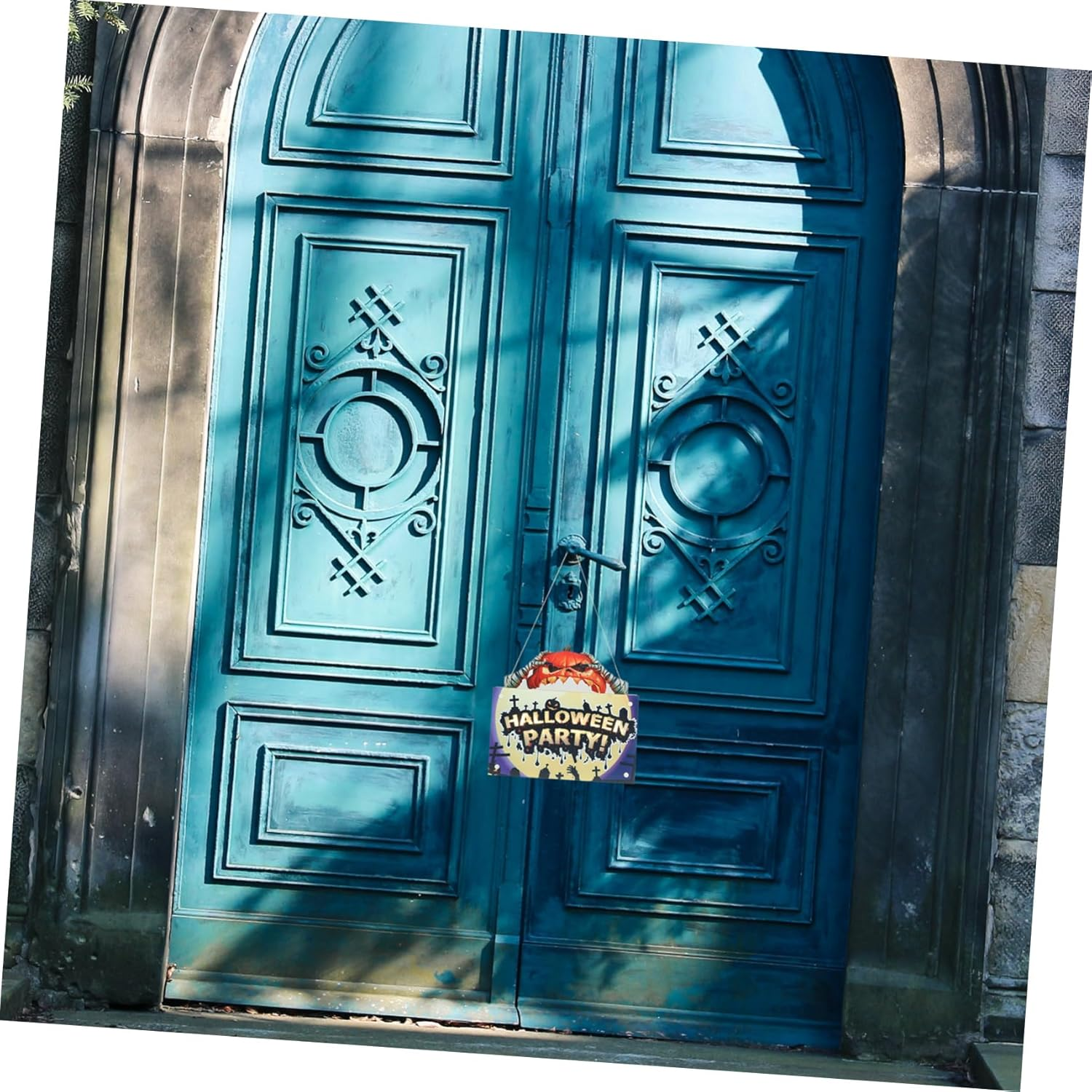 Wooden Halloween Door Sign Decorative Haunted House Prop Lighted Hanging Sign for Halloween Party Decor image number 6