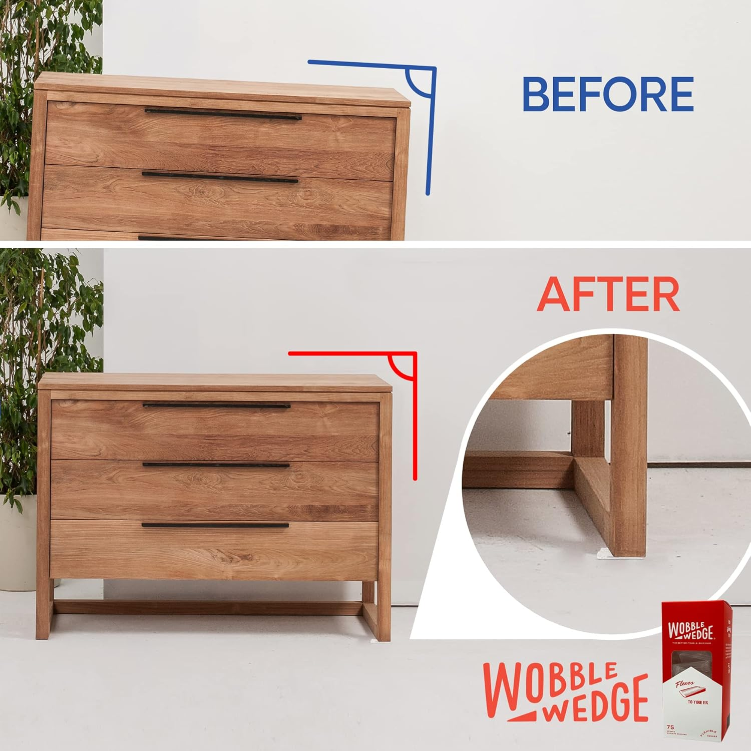 Wobble Wedges Multi-Purpose Shims-Soft Clear 75 Pack -Easy to Trim -Protect Delicate Surfaces -Level Restaurant Tables, Household Furniture and Plumbing Fixtures -Use as Clamping Pad on Angled Surface image number 3