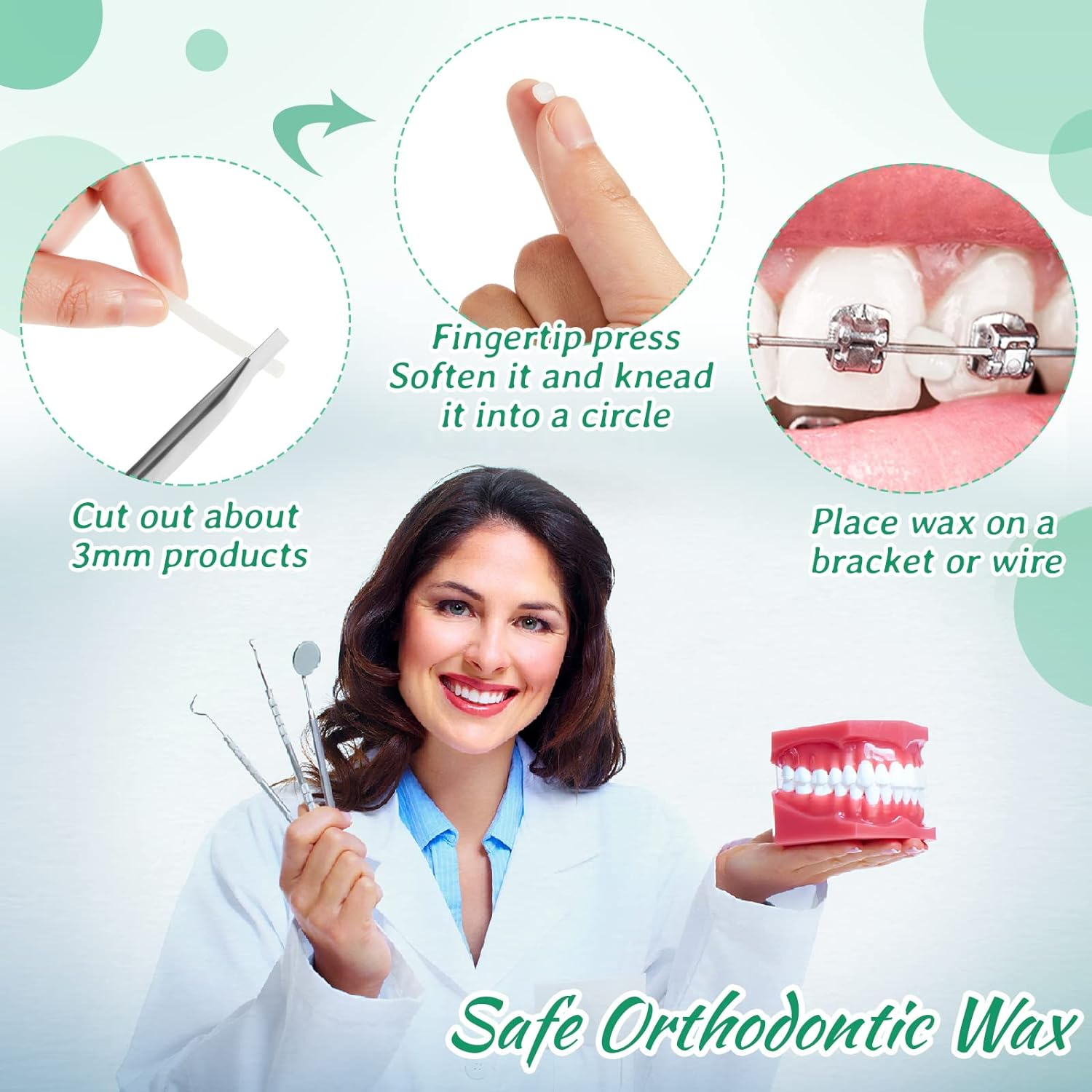 Tondiamo 40 Pack Clear Braces Wax for Teeth Dental Wearer Orthodontic Tooth Wax for Braces and Oral Appliances with Colorful Storage Case and Smell(Mixed Flavors) - Original, Mint image number 3