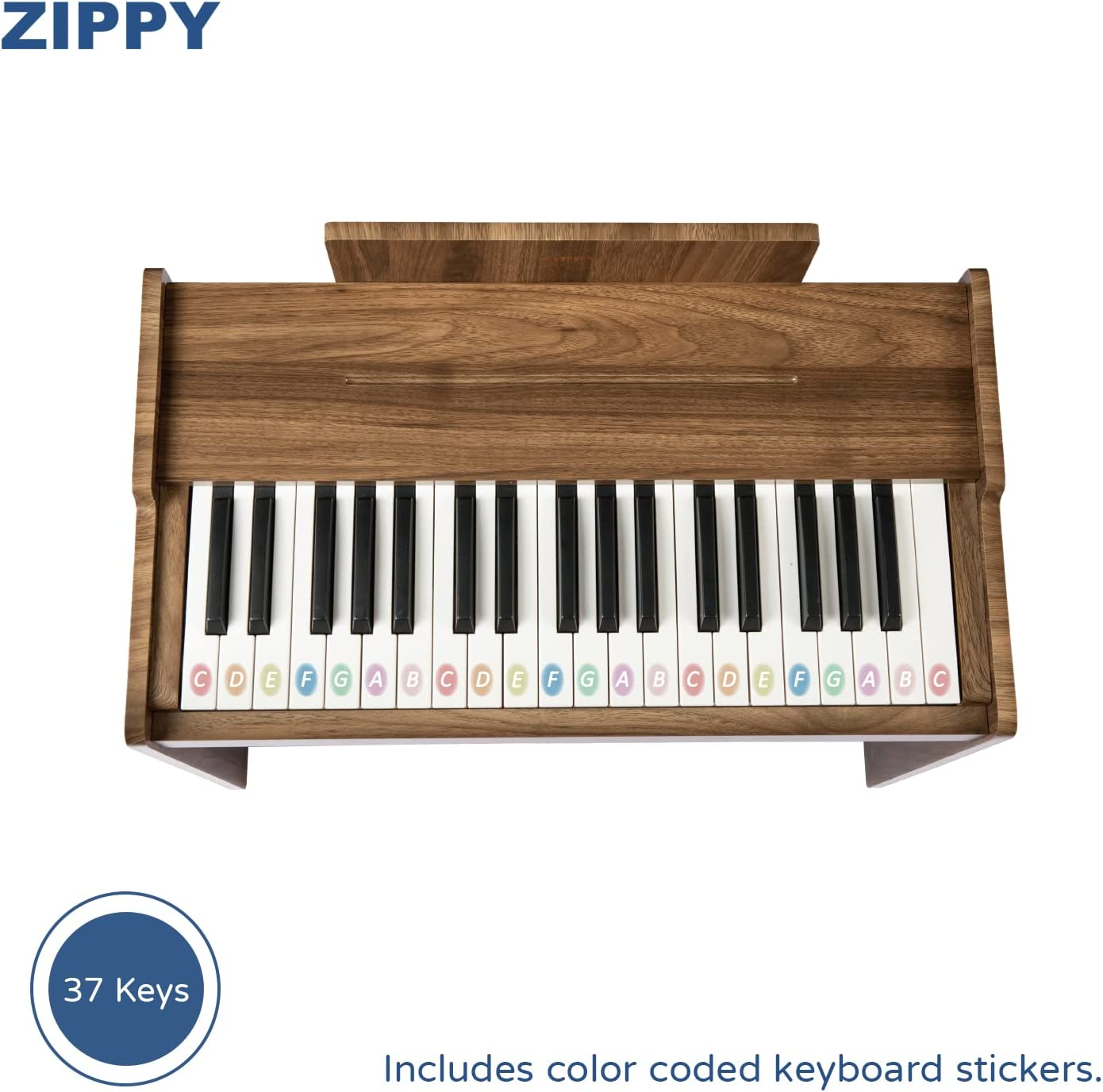 ZIPPY Kids Piano Keyboard, 37 Keys Digital Piano for Kids, Music Educational Instrument Toy, Wood Piano for 3+ Girls and Boys (Walnut Basic) - Walnut Basic image number 5