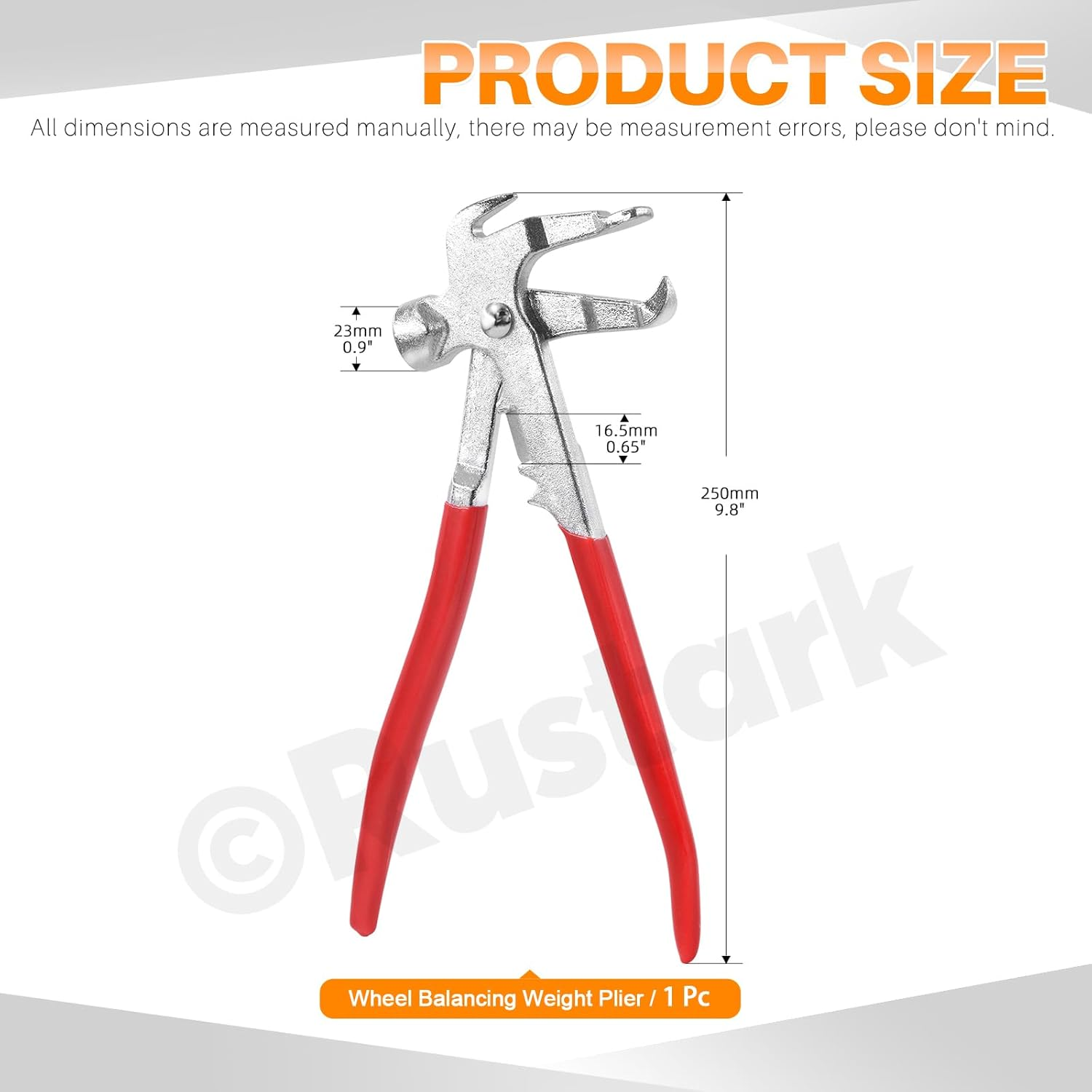 1Ps 3 in 1 Wheel Weight Balance Hammer Pliers Heavy Duty Tire Weight Hammer Clip on Weight Remover Plier Tire Weight Removal Tool for Repair Auto Car SUV Truck image number 3