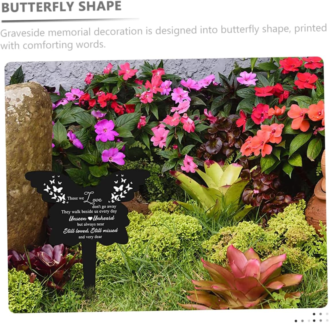 Yardenfun Memorial Butterfly Stake Cemetery Decoration Outdoor Garden Stake Acrylic Butterfly Lawn Ornament Grave Memorial Plaque for Cemetery and Yard Use