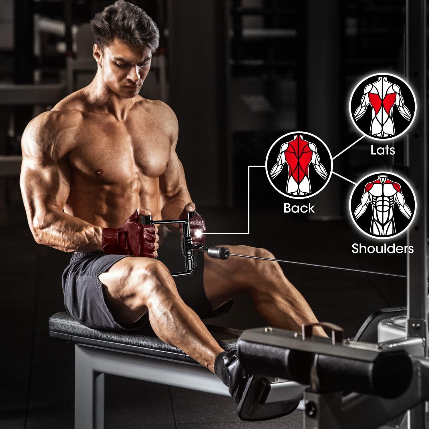 Yes4All Tricep Press down Cable Machine Attachment Set, LAT Pulldown Attachment, Cable Machine Accessories for Home Gym image number 5