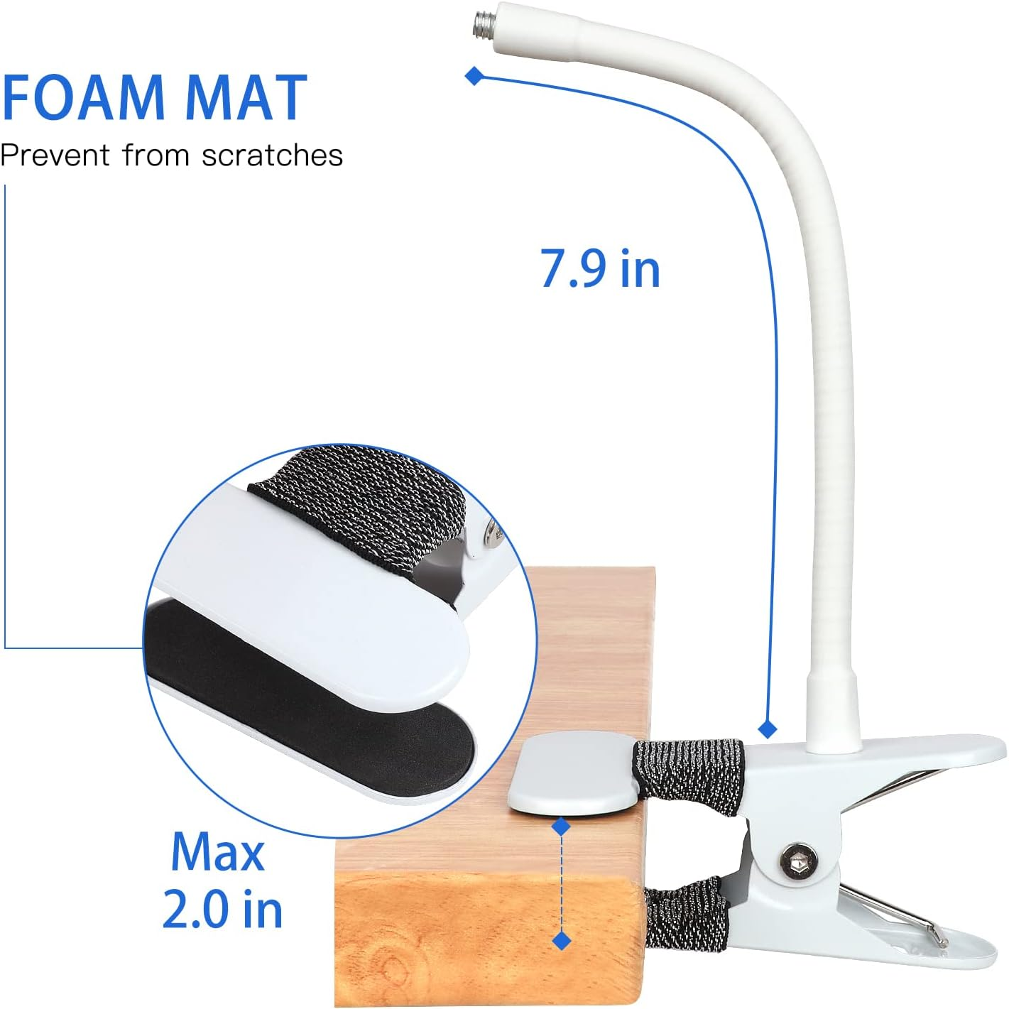 Itodos Baby Monitor Mount Clip Compatible with Vtech Baby Monitor Vtech VM901 and VM919HD, 8Inches Flexible Long Gooseneck Arm,Attach Your Baby Camera Wherever You like without Any Tools