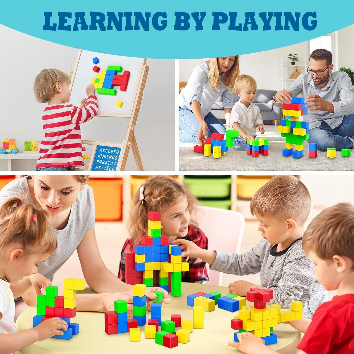 XICEN Magnetic Blocks 32 Pieces,1 Inch Large Magnetic Building Blocks for Ages 3+ Year Old Boys and Girls,3D Magnetic Cubes for Kids,Preschool STEM Educational Sensory Magnet Toys image number 4