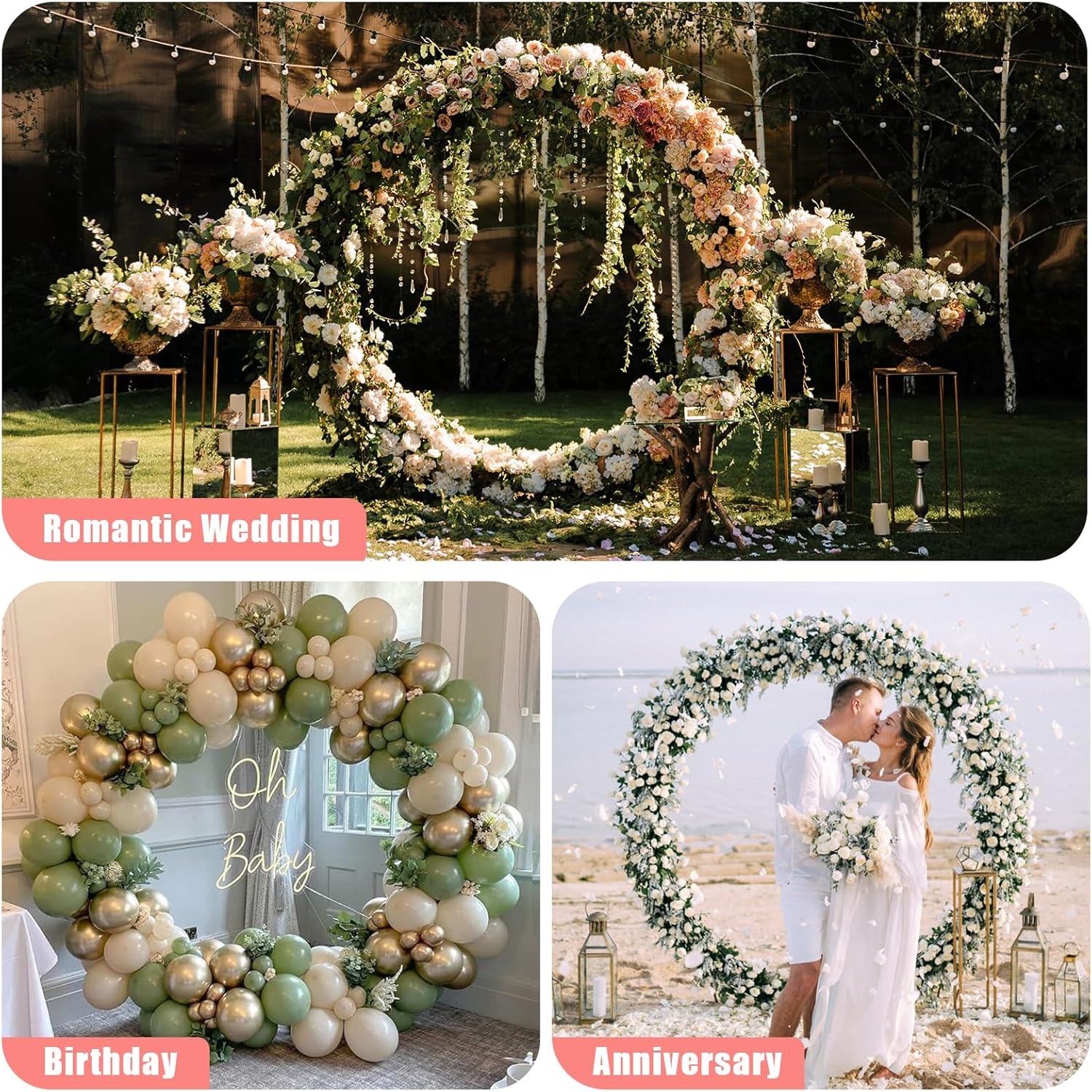 Round Backdrop Stand 7.2FT - Stable Gold Circle Balloon Arch Stand Metal Arch Backdrop Stand for Wedding Birthday Party Baby Shower Decoration (7.2FT) image number 5