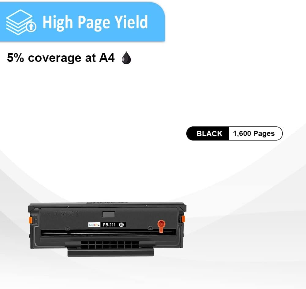 PB-211 PB211 PB211E PB-211EV PB211EV Compatible Toner Cartridge 1600 Pages for P2502W P2500W P2207 M6550 M6500NW M6550NW M6600 M6600NW M6602NW M6552 M6552NW M6602N Printers (Black,1-Pack) image number 1