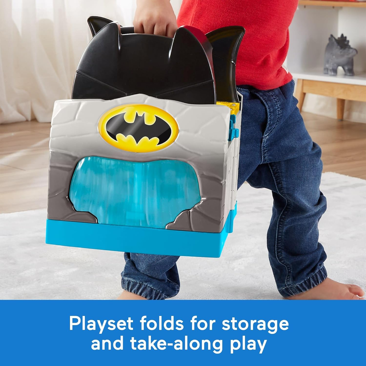 Fisher-Price Little People Toddler Batman Toy DC Super Friends Deluxe Batcave Playset with Figure for Pretend Play Ages 18+ Months image number 3
