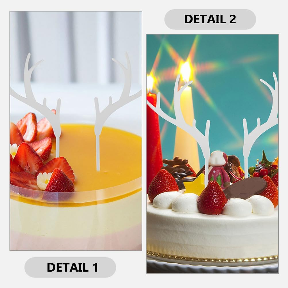 LUOZZY 32Pcs Antler Cupcake Toppers Acrylic Elk Horn Cake Toppers Christmas Dessert Picks for Xmas Party Supplies - Gold image number 6