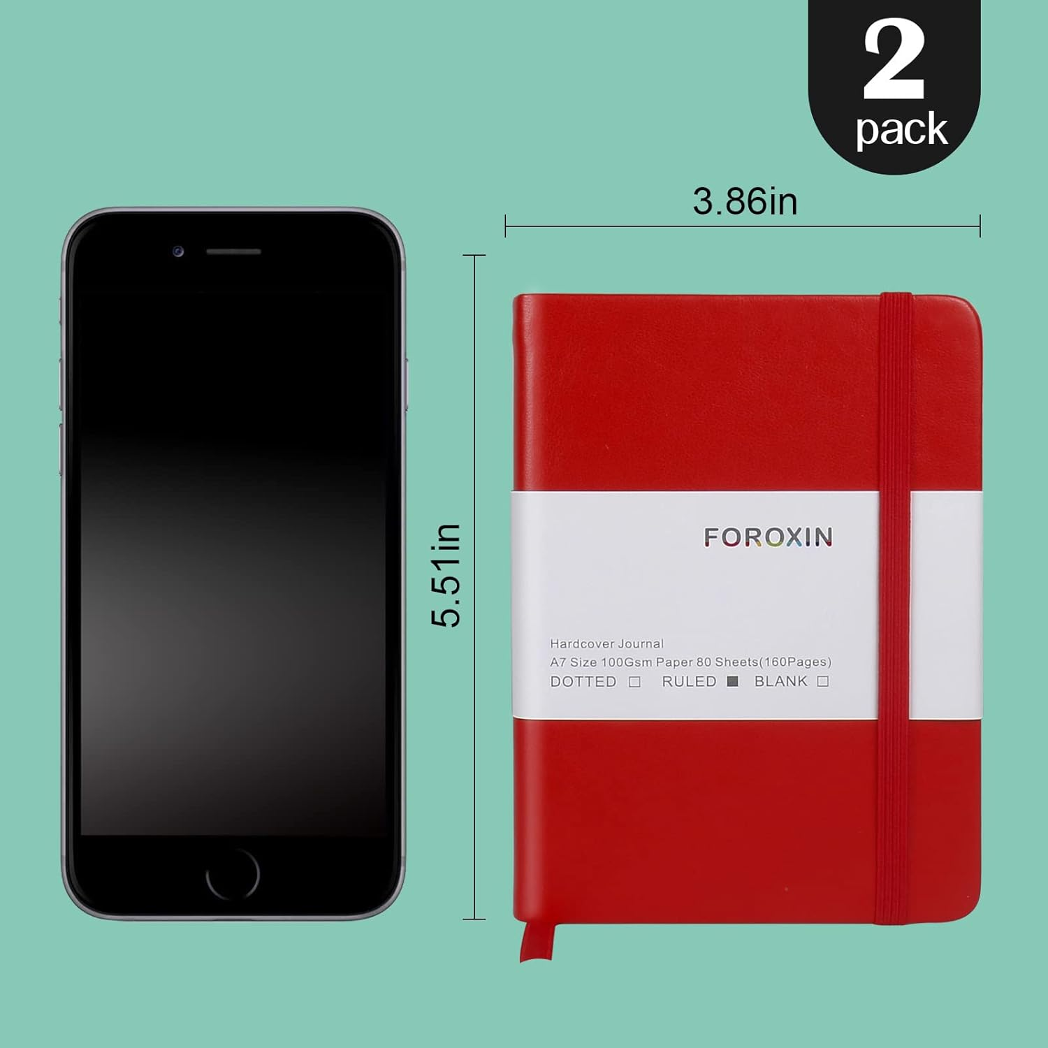 Lined Pocket Journal Notebook, 2 Pack, (Orange), 160 Pages, Small, 3.86 Inches X 5.51 Inches - 100 Gsm Thick Paper, Hardcover image number 2