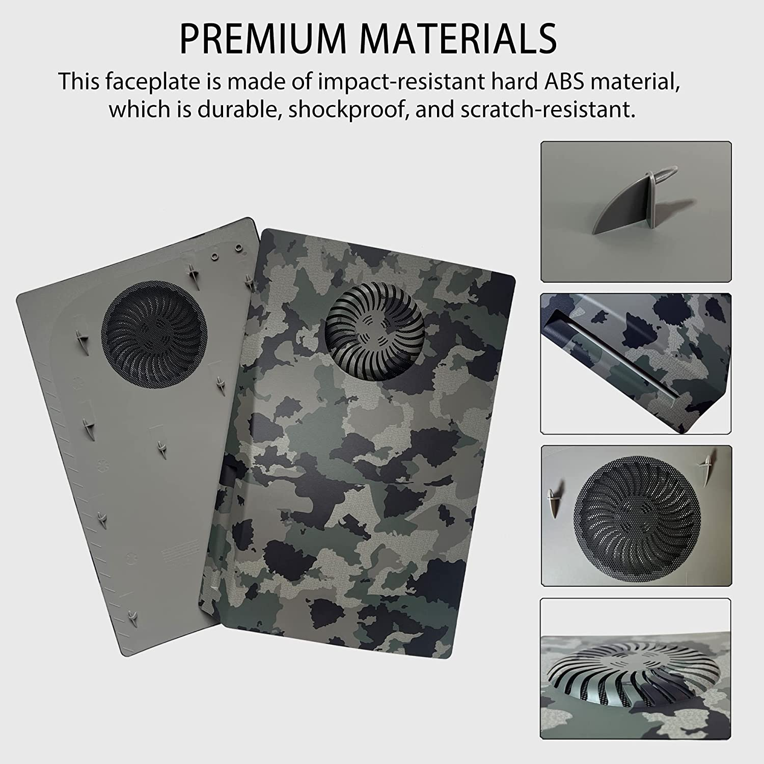 Faceplate with RGB Light Strip and Dust Filter for Cooling Vents DOBEWINGDELOU 400+ Effects LED Light Ring Console Cover for Disc Edition DIY Decoration Kit Accessories Camo Green image number 5