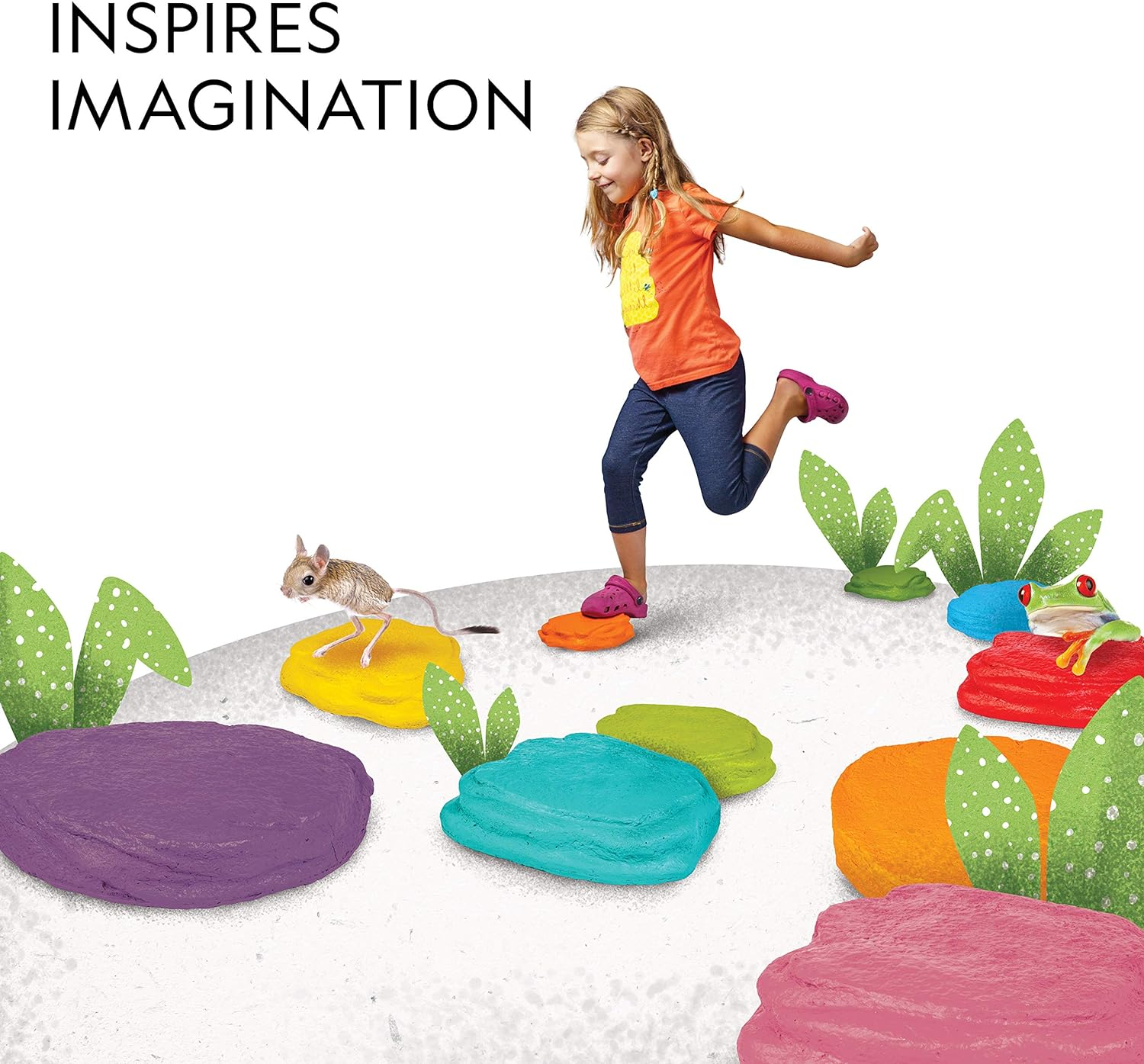 National Geographic Stepping Stones for Kids &ndash; 10 Durable Stones Encourage Toddler Balance & Gross Motor Skills, Indoor & Outdoor Toys, Toddler Stepping Stones, Balance Stones, Kids Obstacle Course image number 5