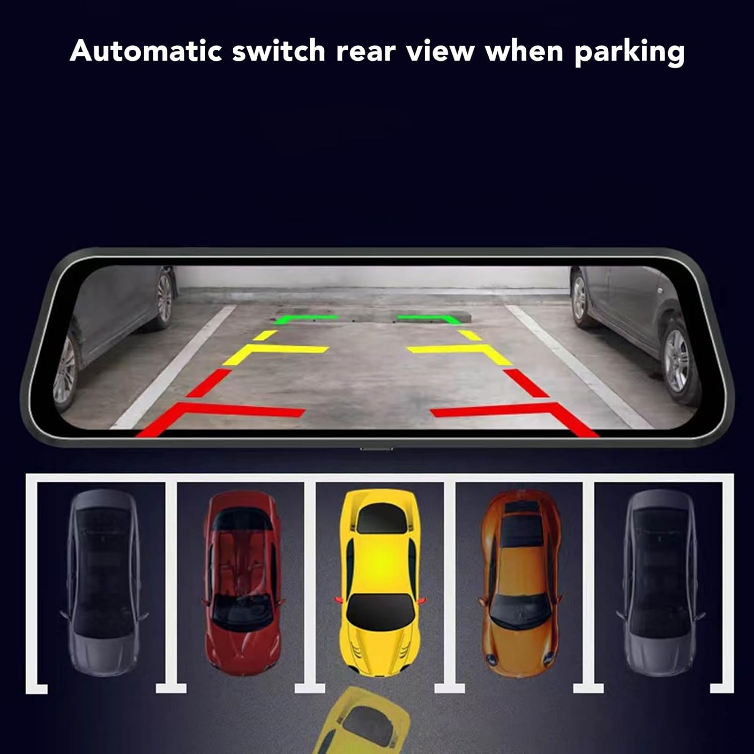 9.66In Mirror Touch Screen Dash Camera with 170&deg; Wide Angle, High Definition Recording, 24H Parking Mode for Cars image number 1