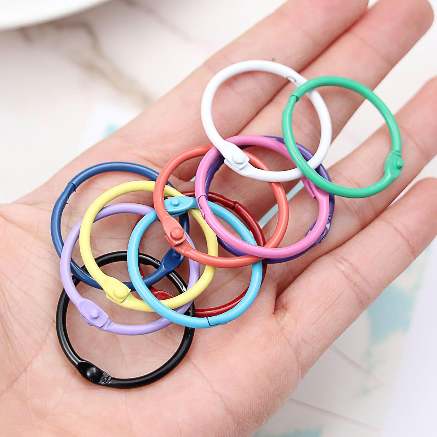 Metallic Loose Leaf Binder Rings,With 1 Clear Organizer Box(1.2 Inch),Flash Card Rings,Clip Rings for Index Cards,Colorful Key Rings,Notebook and Crafts for School, Home,Office image number 4