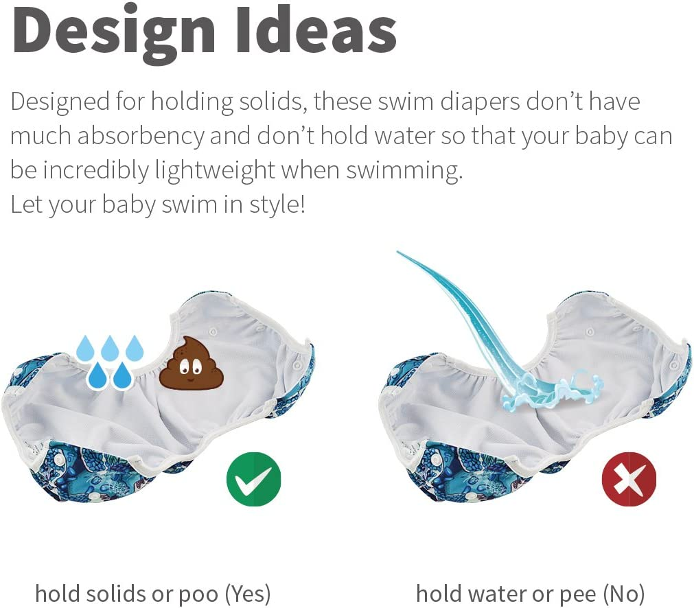 ALVABABY Swim Diapers 2Pcs Baby Toddler Infant Snap One Size Reusable Adjustable Washable 0-2 Years Old Boys Girl Swim Diaper Baby Boy DYK13-14-AU image number 6