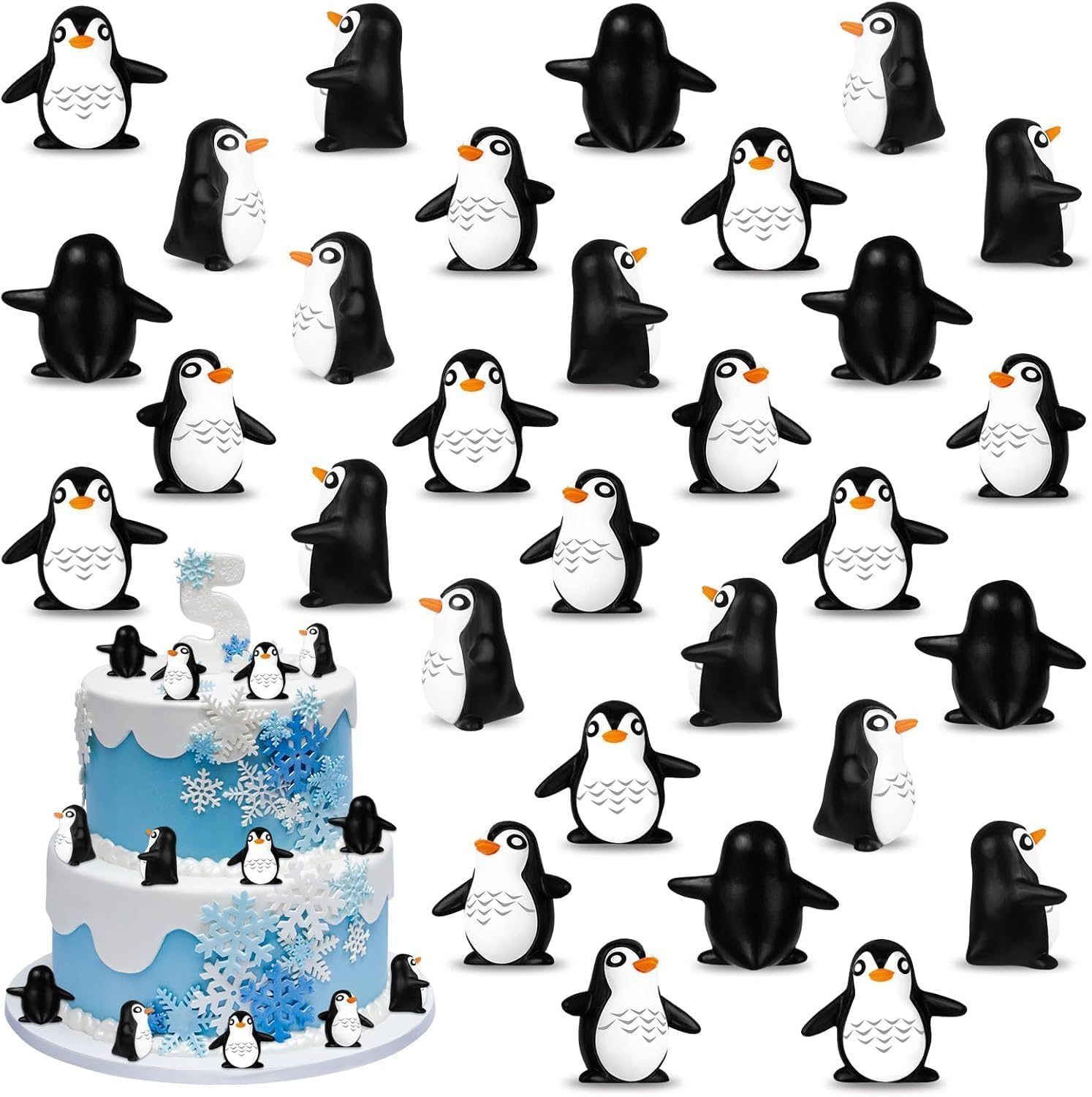 30 Pcs Mini Penguin, Mini Resin Penguin, Tiny Animals Miniature Figurines, Cute Cupcake Toppers Fairy Garden Miniature Landscape Ornaments for Home D&eacute;cor, Cake Decoration, DIY Crafts