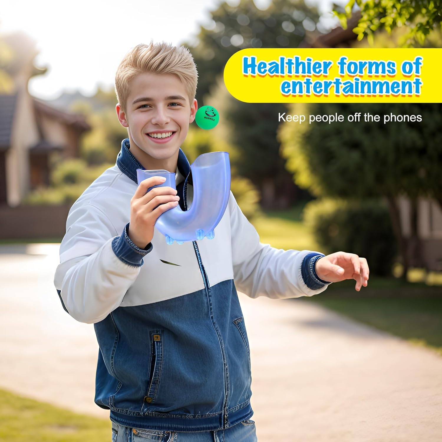 Skill Games with 3 Balls Toys for Girls Boys Kids Teens Adults Indoor Outdoor Game Develops Motor and Juggling Skills Gift Ideas for Fun Stuff Party (Blue) image number 4