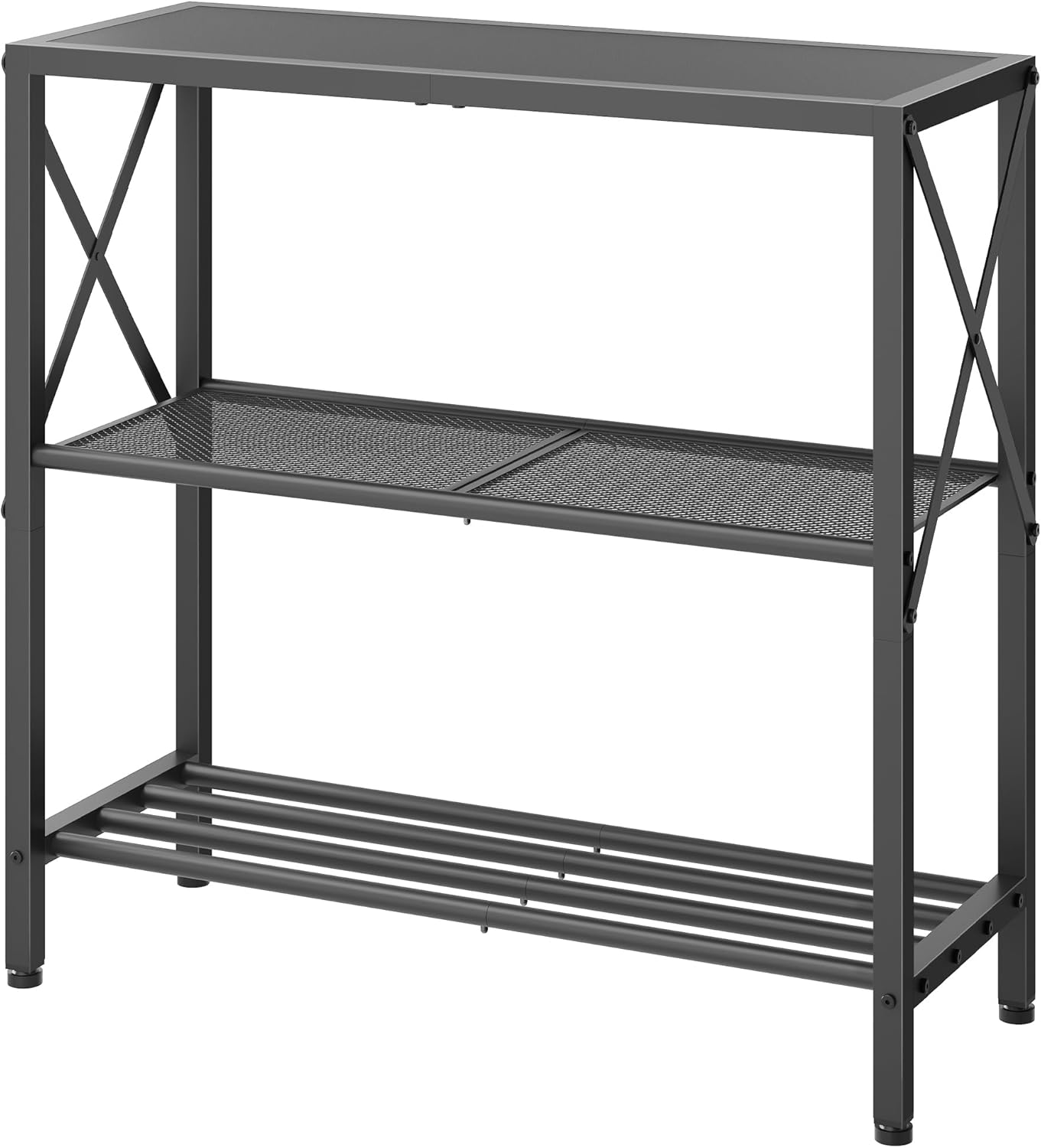 Hoctieon Industrial Console Table, 3-Tier Entryway Table, Metal Frame, Sofa Tables with Shelf, Hallway Desk, Entrance Desk for Entryway, Living Room, Foyer, Hallway, Black image number 5