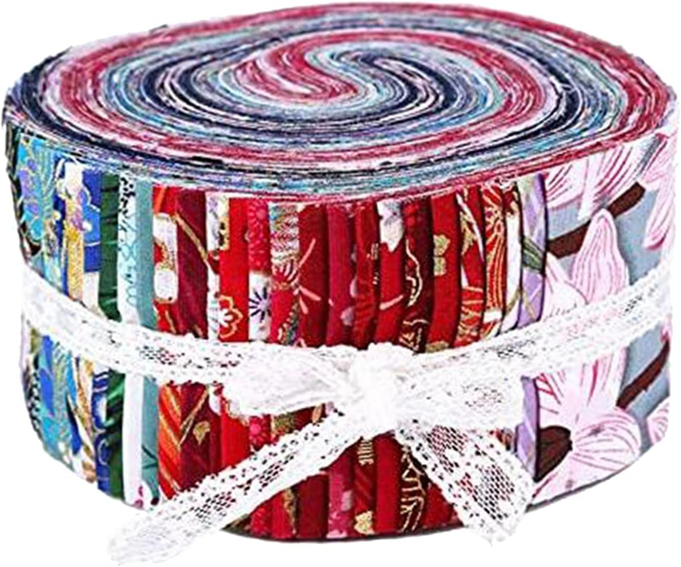 F Fityle 36 Pieces Jelly Fabric Roll 2.5 Inch Roll up Fabric Quilting Strips Floral Printed Craft Fabric Bundle Precut Patchwork with Assorted Patterns - Floral
