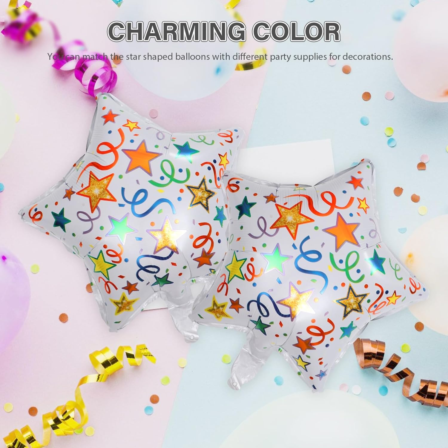 10Pcs Aluminum Foil Star Balloons: 17In Festival Sequin Balloons Star Balloons Decorations Balloons for New Year Christmas Party image number 6