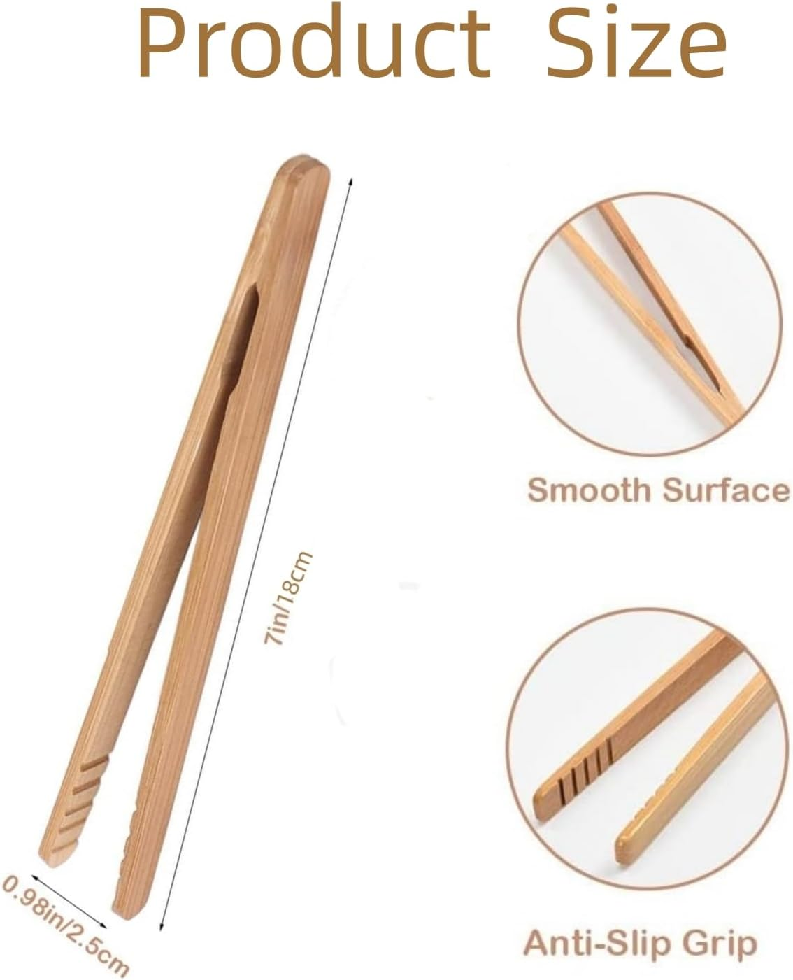 4 Pieces Natural Bamboo Toast Tongs, Reusable Eco-Friendly Toast Tongs with Anti-Slip Design,For Toaster,Fruits, Bread & Pickles, Kitchen Utensil, Salad, Pasta, Grilling, BBQ image number 4