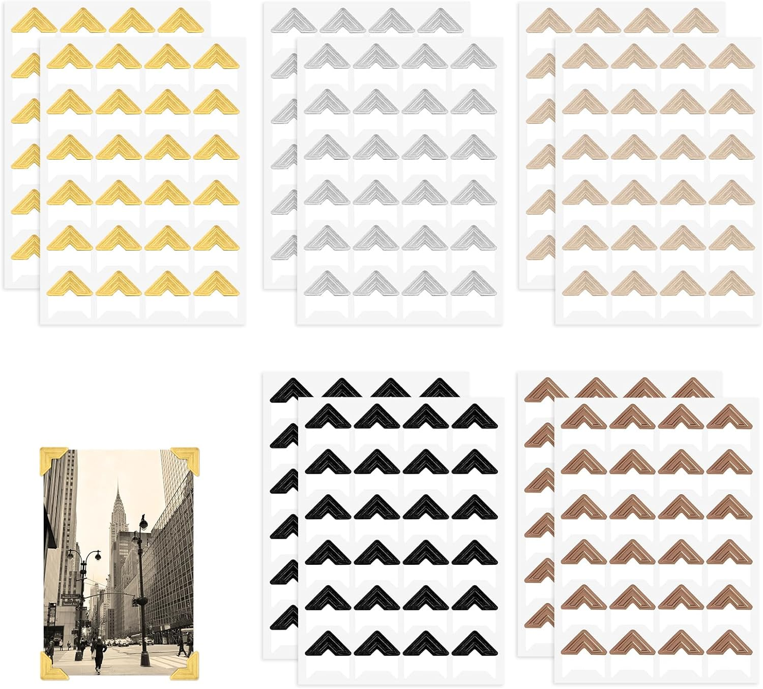 240 Pieces Photo Corners Self Adhesive Picture Corners for Scrapbooking, Photo Mounting Corners for DIY Scrapbook, Album, Journal, 10 Sheets image number 5