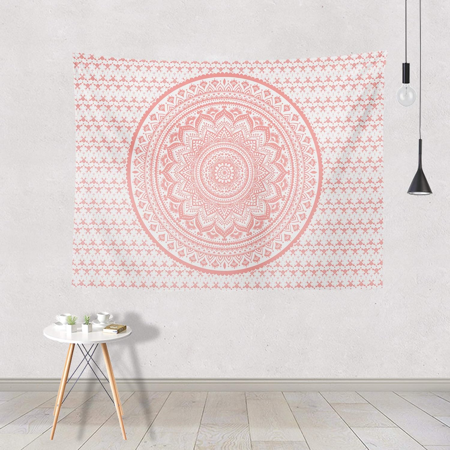 Ftuency Pink Mandala Tapestry Indian Hippie Bohemian Psychedelic Tapestries Women Wall Hanging for Bedroom Teen Girl (Pink, 70.9" X 94.5") image number 3