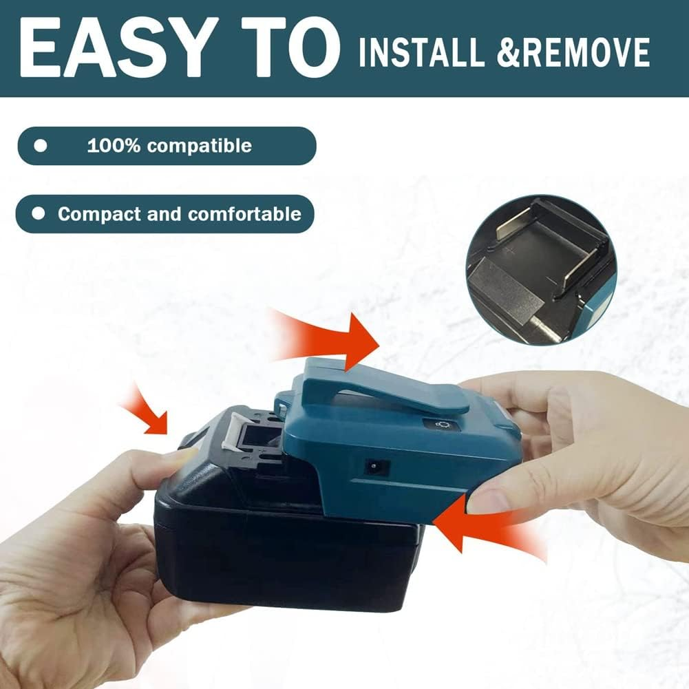 Battery Adapter for Ma-Kita 18V ADP05 with & USB Charger & 12V DC Port & Type C Connector & 3W image number 5