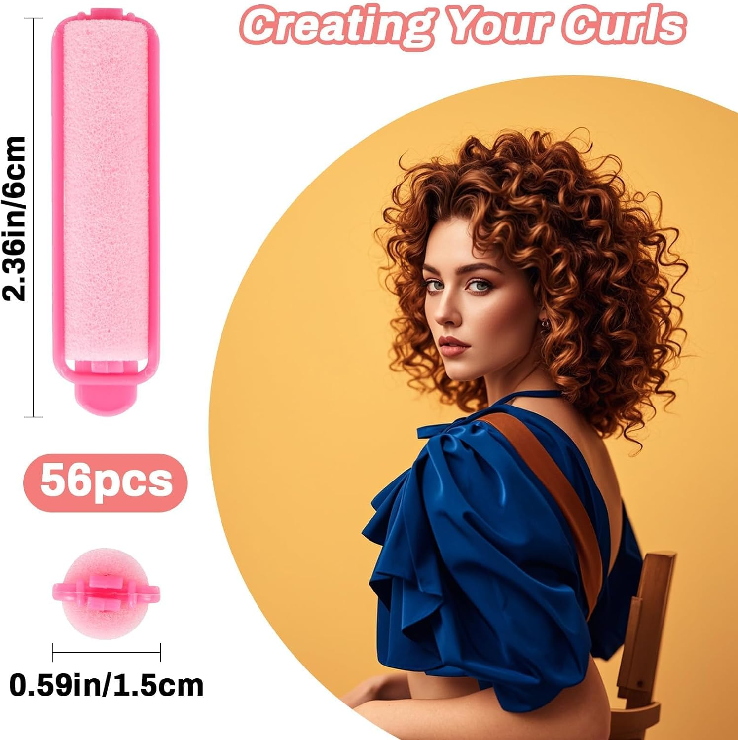 MAQIHAN 56PCS Foam Hair Rollers - Sponge Rollers for Hair Heatless Hair Curler for Short/Long Hair Sleep Rolos Para Cabello Jumbo Large Sponge Curlers Soft Sleeping Thin Hair Curl Overnight Rulos image number 1