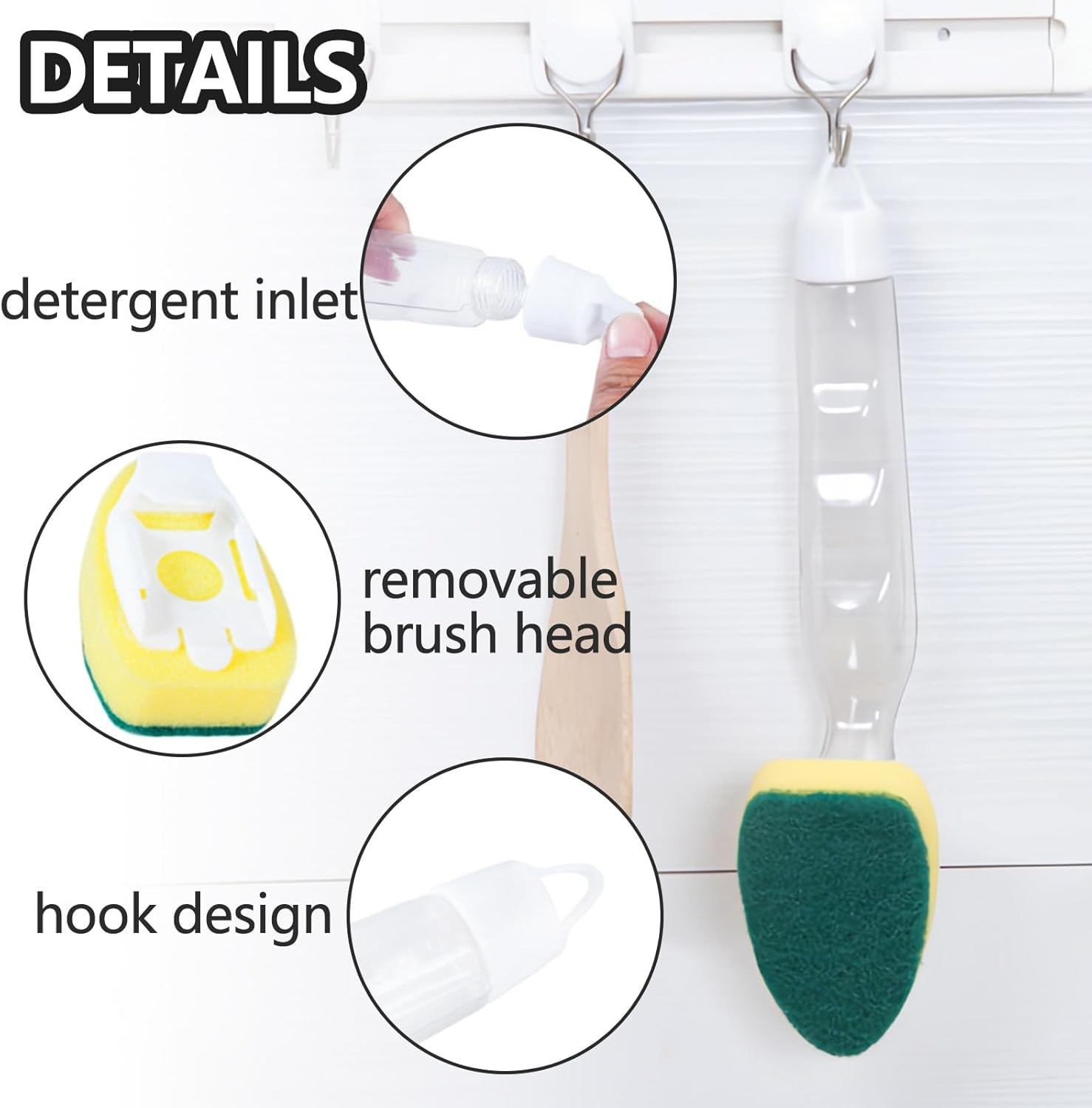 Cleaning Sponge Dish Sponge with Handle 10 Pieces Dish Wall Sponge Kitchen Sink Cleaning Brush Replacement Head for Sink Dish Wall Cleaning Brush Washing Sponge with Handle Bathroom image number 3