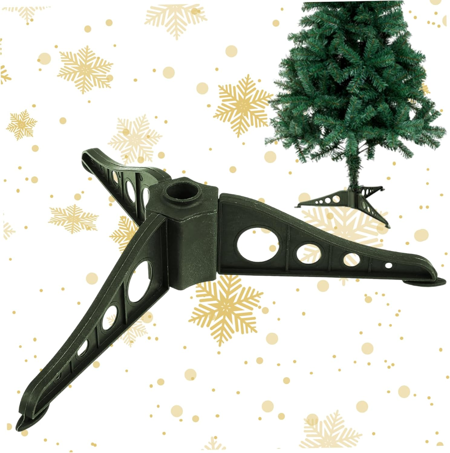 Christmas Tree Stands 0.8 in Hole Triangle Removable Christmas Tree Stable Plastic Rotating Replacement Christmas Tree Base Home Kitchen Tools