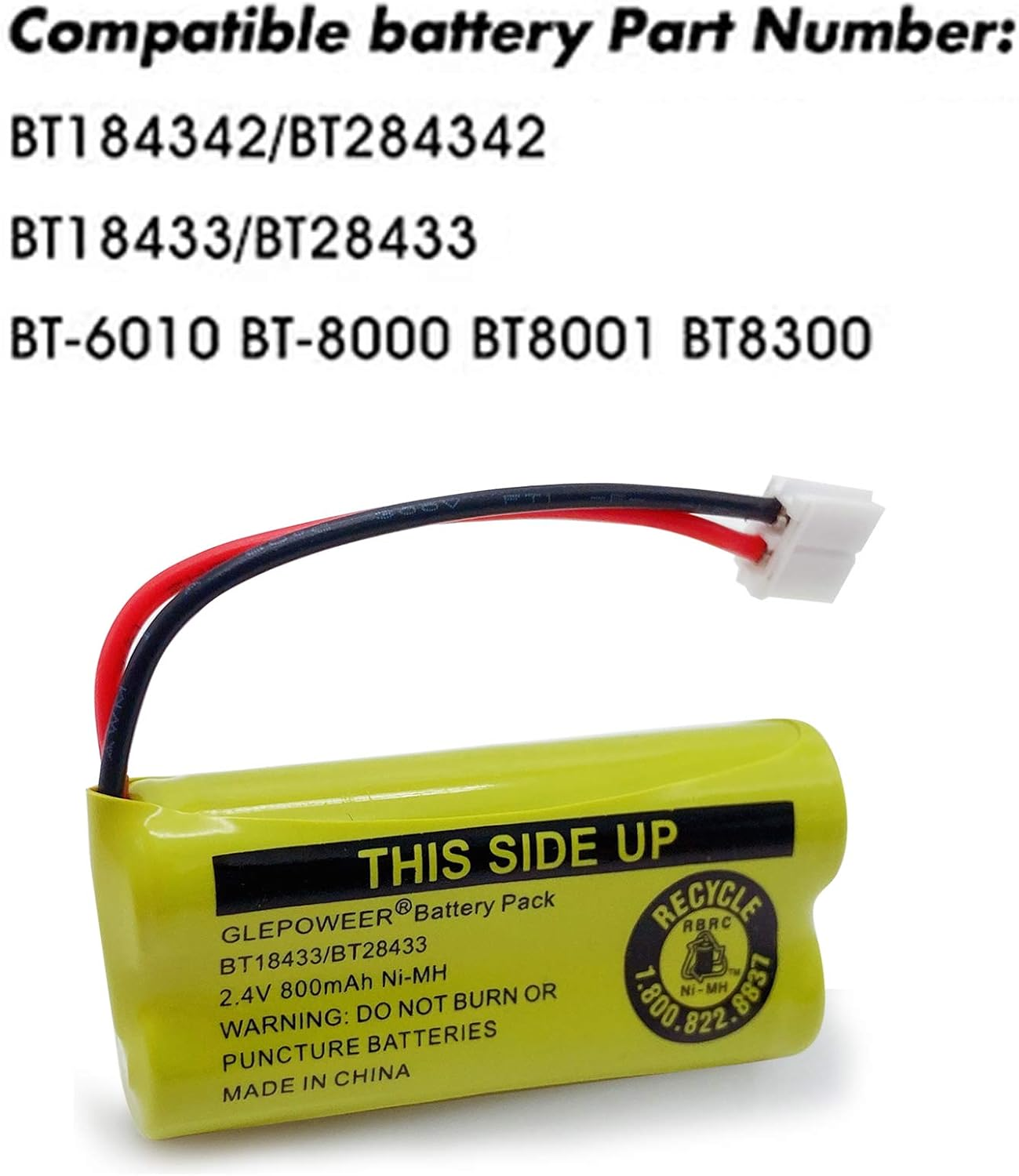 BT18433 BT-18433 BT184342 BT-184342 BT1011 BT-1011 Replacement Battery Compatible with AT&T and Vtech BT-8300 BATT-6010 89-1326-00-00 89-1330-01-00 CPH-515D Cordless Phone(2 Pack) image number 5