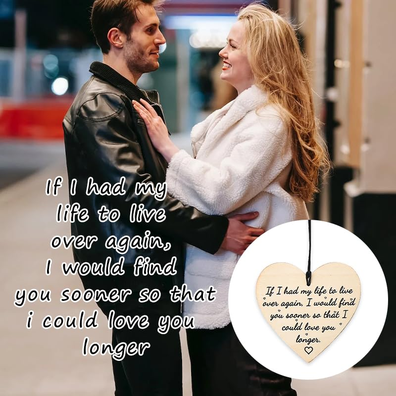 Romantic Gifts for Him Her Wife Husband Wooden Heart Hanging Ornament Decorative Signs with Sayings for Wall Boyfriend Girlfriend Anniversary Engagement Gifts for Men Women Parents Couple Gift Ideas image number 2