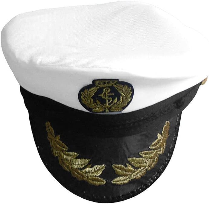 AIMALL Sexy Sailor Cap Boat Captain Hat, Navy Skipper Costume Fancy Marine Dress, Embroidered Badge, Gold Leaves, Perfect for Stag Do or Party image number 2