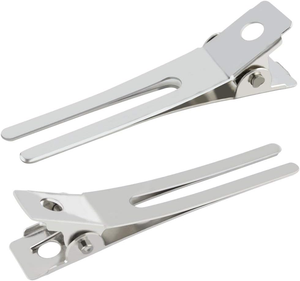 50Pcs Hairdressing Double Prong Curl Clips, 1.8Inch Curl Setting Section Hair Clips Metal Alligator Clips Hairpins for Hair Bow Great Pin Curl Clip Styling Clips for Hair Salon Barber (Silver) image number 2