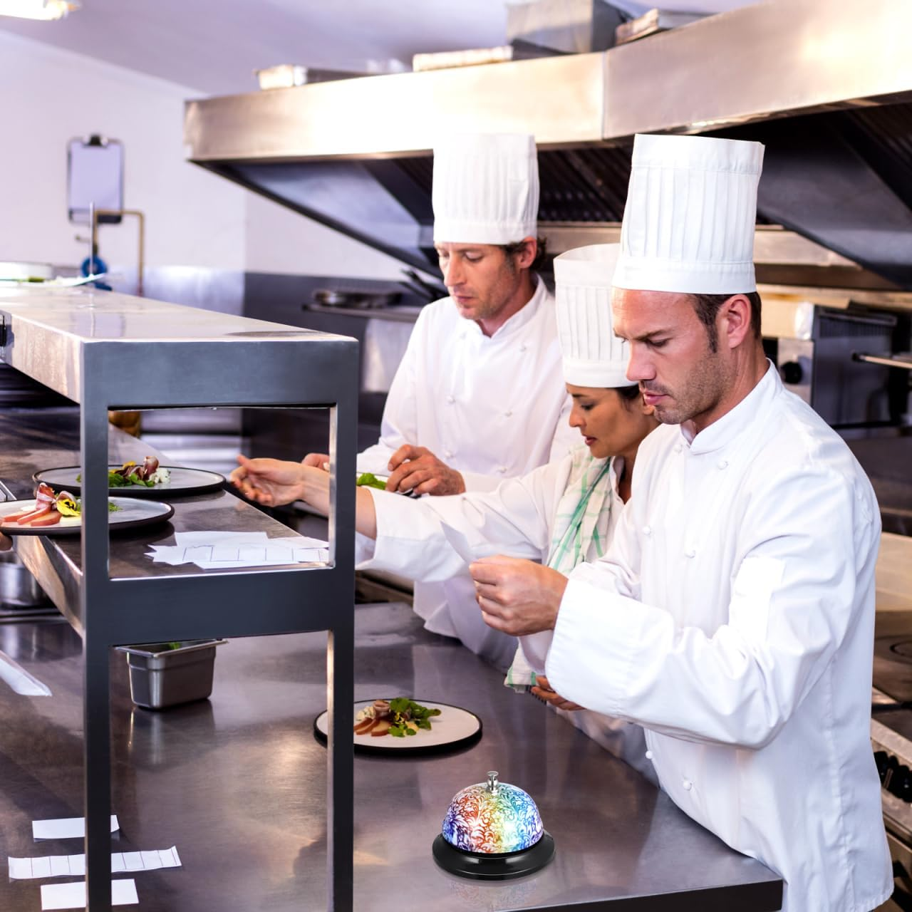 Meal Bell - Metal Service Bell for Restaurants and Home Use Loud Call for Elderly Assistance and Pet Training Multi-Color 3 35 X 3 15 X 2 28 Inches image number 4