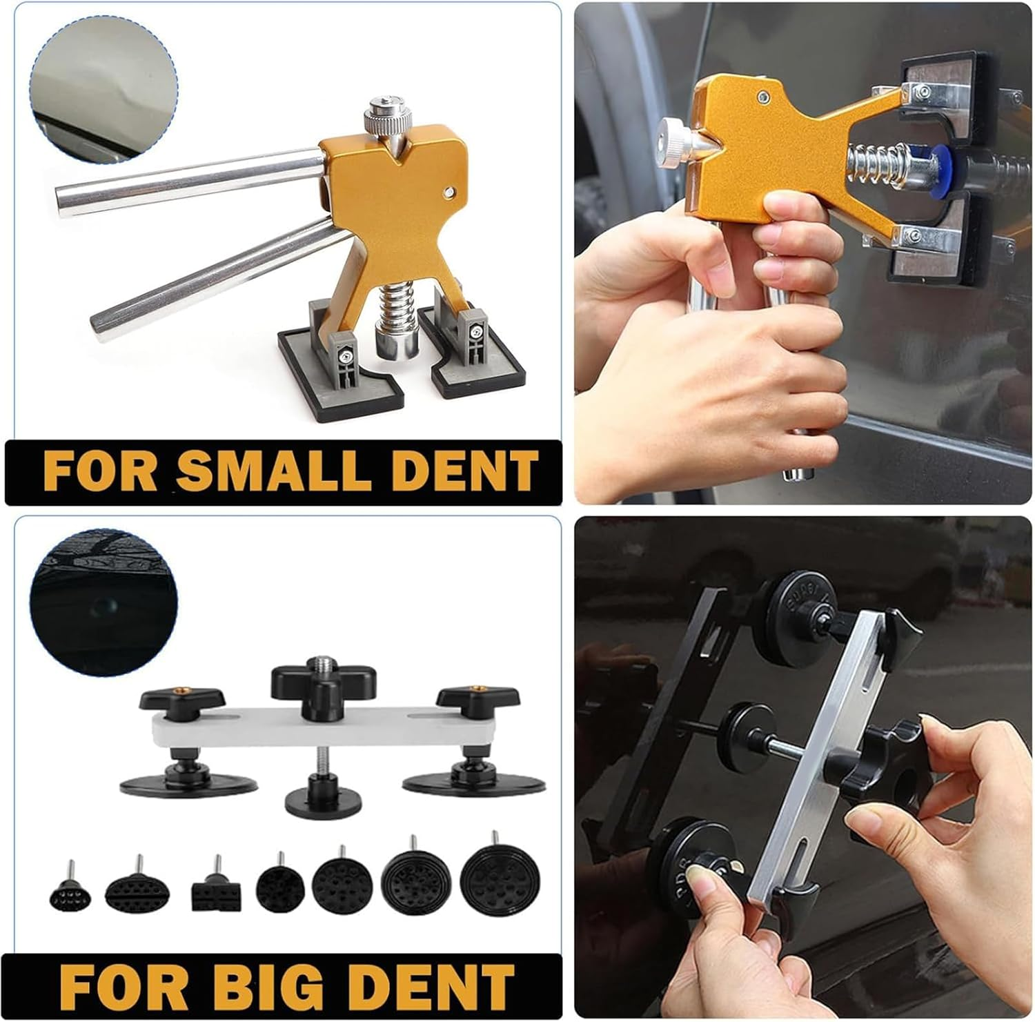 JERBOR 97PCS Car Dent Puller Kit, Paintless Dent Repair Kit with Golden Lifter, T-Bar Dent Puller, Bridge Puller, for SUV RV Truck Car Repair image number 6