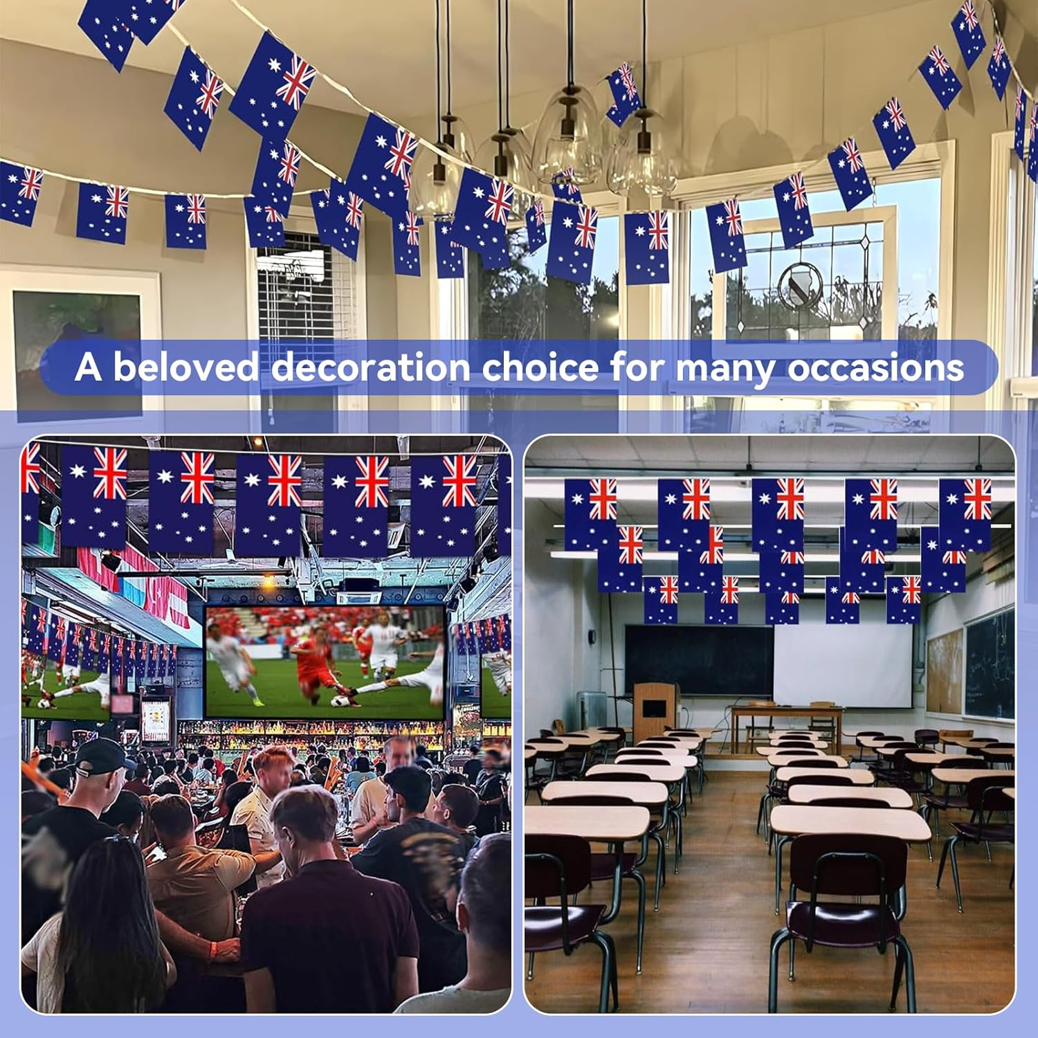 Australia Flags Small String Mini Flag Pennant Banner Decorations -30 Flags, Patriotic Events Patriotic Events 26Th of January Australia Day Country Decoration, School, Party, Sports Events (01) image number 6