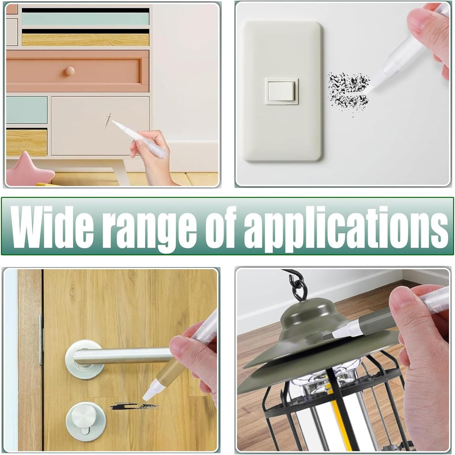 Touch up Paint Pen, 5 Pcs Pen with 5 Pcs Touchup Syringe, House Drywall Repair Brush Kit, Refillable for Windows, Wall, Wood Floors, Furniture, Cabinets, Doors