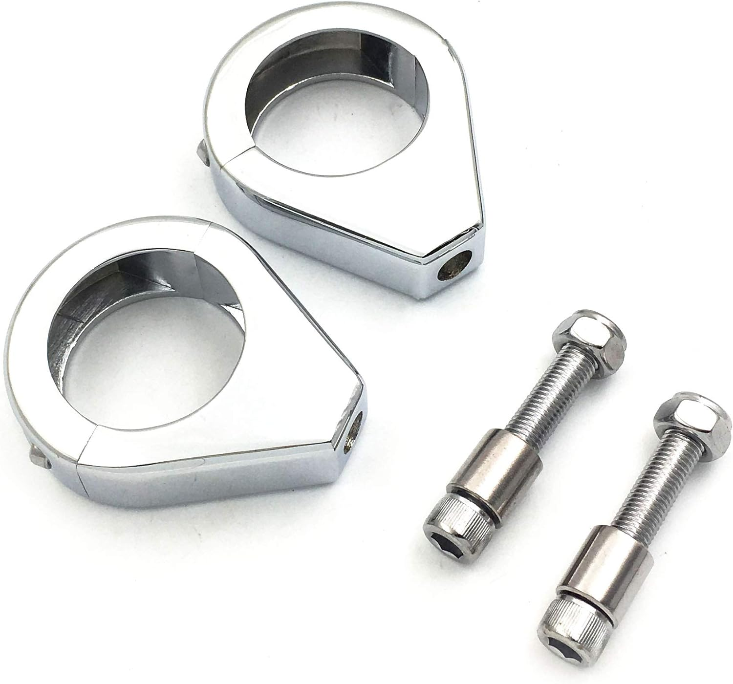 HTT- Motorcycle Fork Clamp Turn Signal Clamps for Harley Softail Mount Bracket 39Mm Fork Chrome image number 3