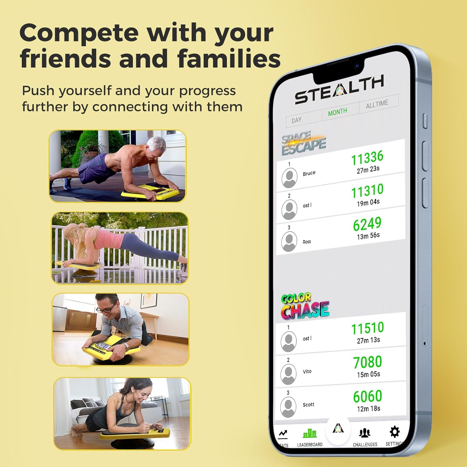 Centra X Stealth Balance Board ,Elbow Support Balance Trainer with 360&deg; Rotation for Stability Training,Abs Balance Machine for Free Ios/Android App,4 Free Mobile Games Included, Active Abs and Core Workouts image number 6