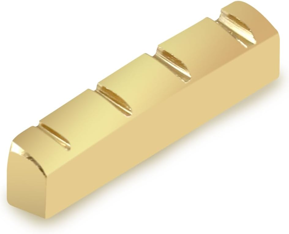 Metallor 4 String Brass Bass Guitar Nut Pre-Slotted Top Nut 43Mm X 9Mm X 6Mm Compatible with PB Bass Guitar Parts Accessories. image number 1