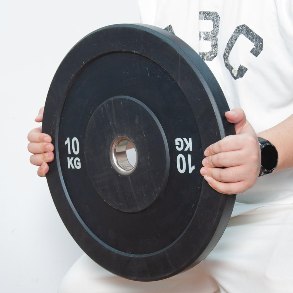 ALSTON 2 Pack 10Kg Bumper Plates 2 Inch Olympic Weight Discs Rubber Barbell Plates, with Stainless Steel Inserts Strength Training Weightlifting Home Gym Fitness image number 6