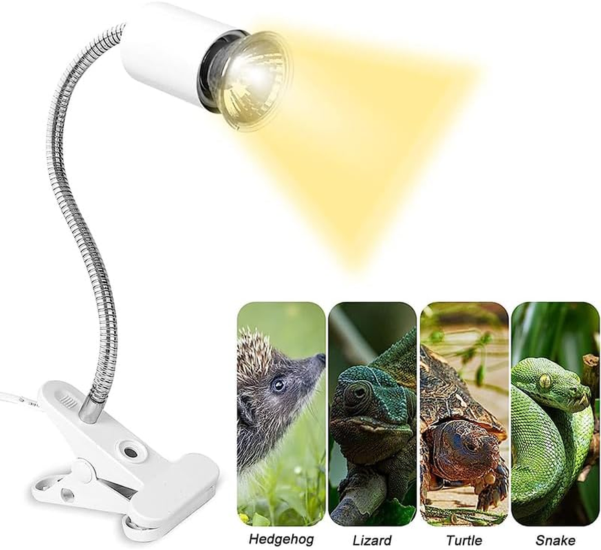 E27 Reptile Habitat Heating Lamp with UVB + UVA Rays: Essential for Turtles, Lizards & Other Pets - Ceramic Clip Holder, Adjustable Angles, AU Plug &ndash; Promotes Healthy Thermoregulation and Basking - 25W Lamp + White Holder image number 4