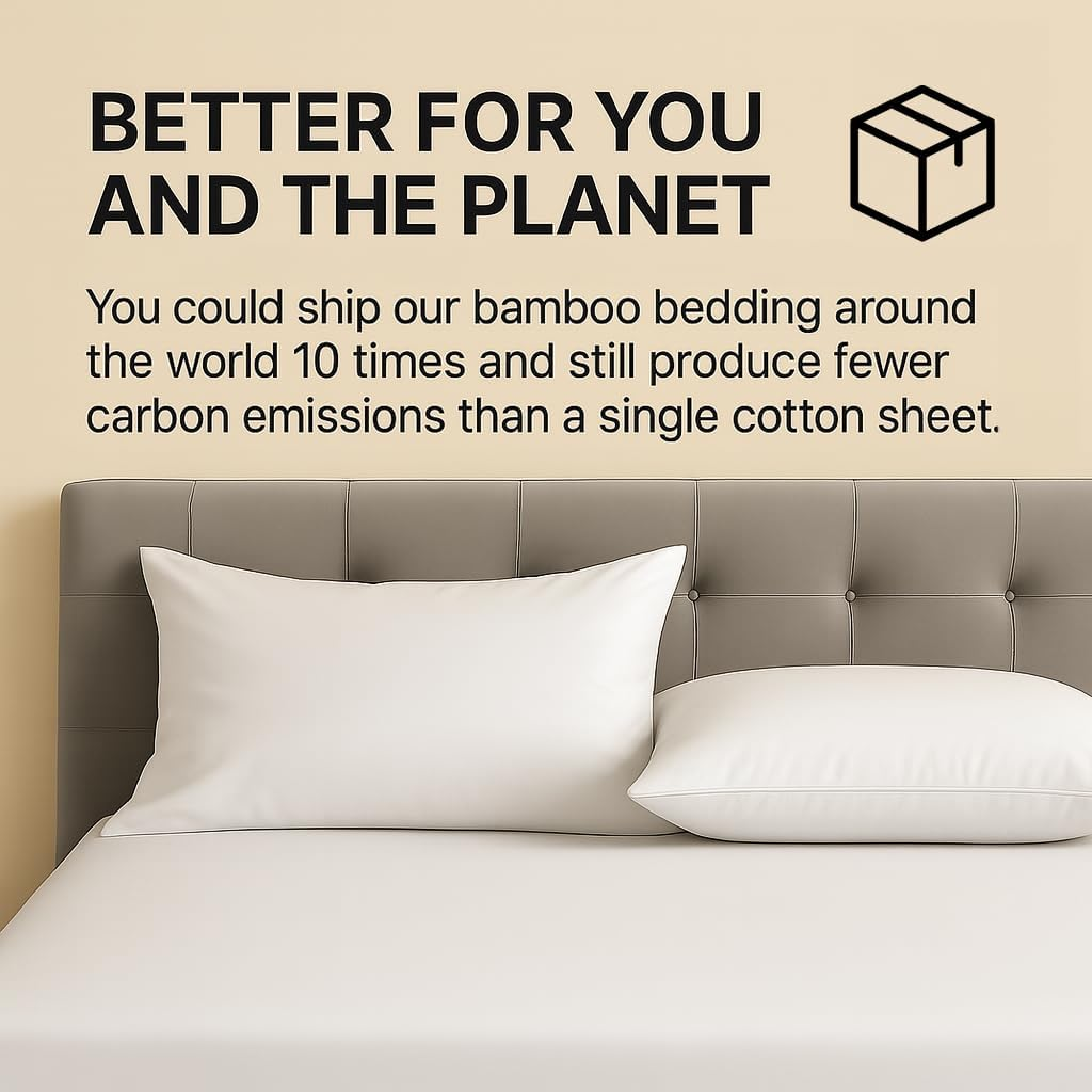 ZLEEPY&reg; Organic Bamboo Fitted Bedsheet | 100% Bamboo Lyocell | 40Cm Deep Fitted | Softer after Every Wash | Cooling Bed Sheet for Night Sweats | Crave Your Bed | Soft & Smooth | AUS Mega Queen Sheet