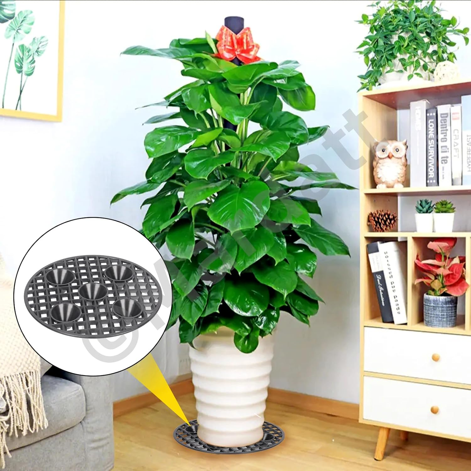 6Pcs 8" Plant Level Pot Elevator, Heavy Duty Plant Stands, Black Plant Runoff Tray Planter Holder Plastic round Planter Pots Elevator for Prevent Rot and Damage on Patio & Deck(20Cm) image number 6