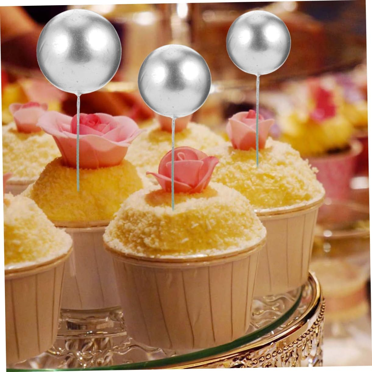 30Pcs Ball Cake Topper Birthday Decorations Pastel Dessert Props Ball Shape Ornament image number 4