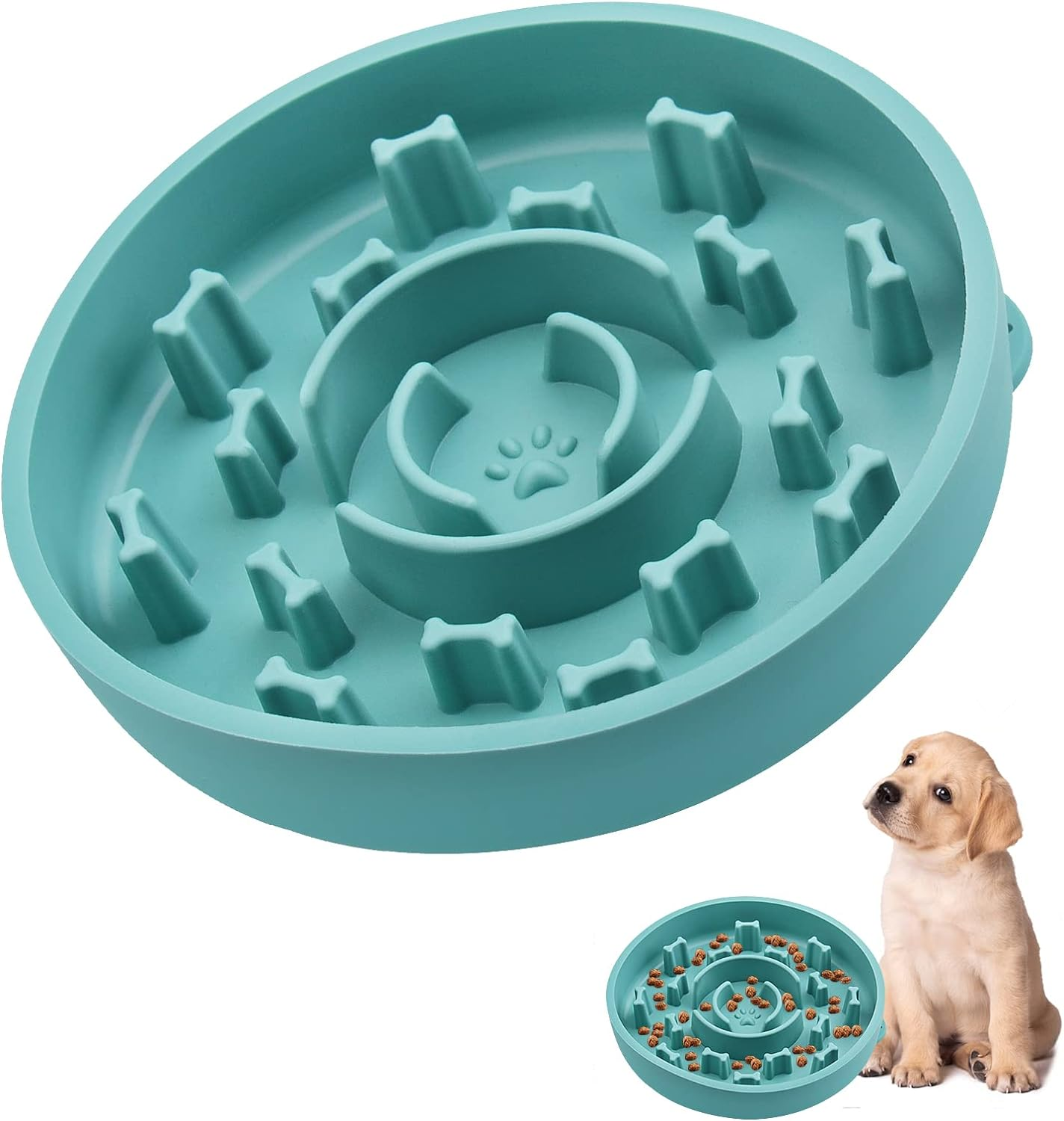 Slow Feeder Dog Bowl with Suction Cups Anti-Slip Silicone Anxiety Relief Dog Cat Bowl for Dog Bathing & Dog Training Healthy Pet Bowl Medium image number 1