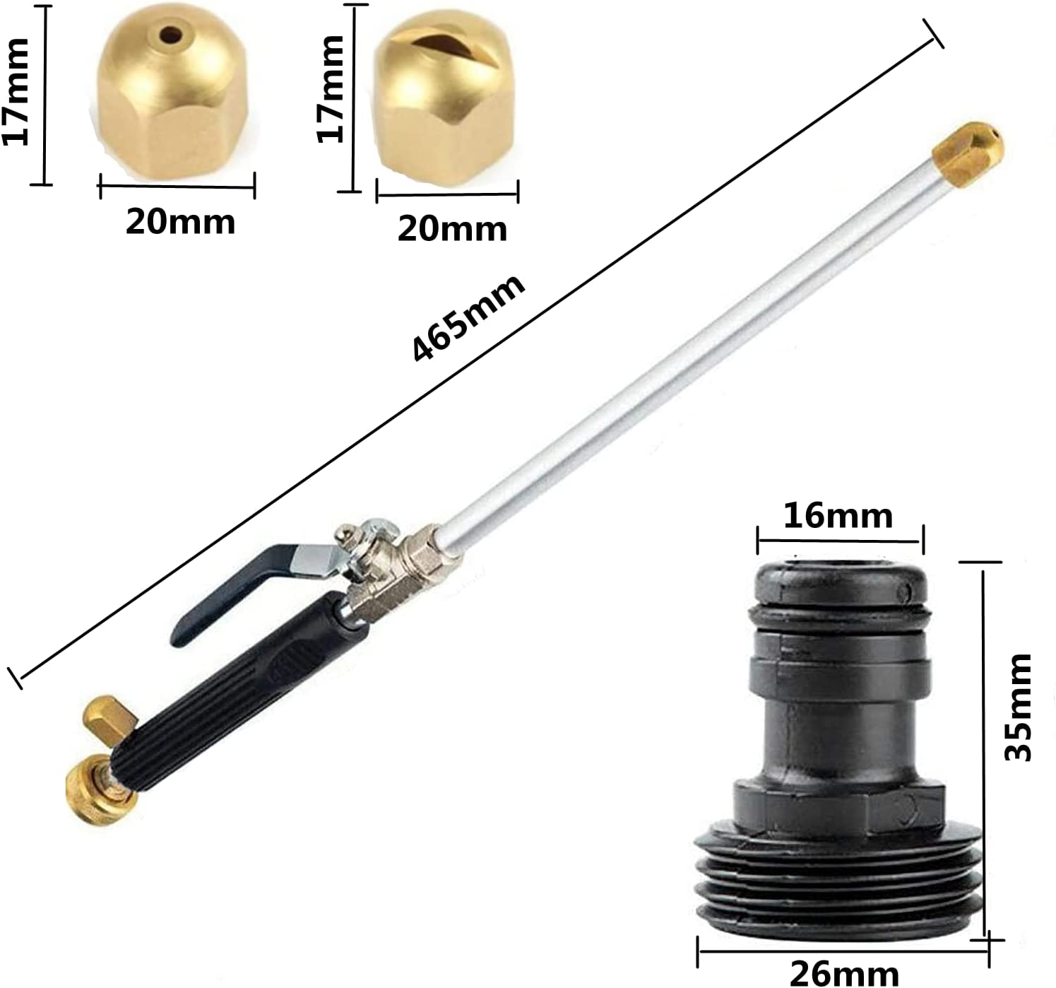 Extendable Hydro Jet Washer High Pressure Power Washer Wand, Portable Water Hose with 2 Water Hose Nozzle for Garden, Gutter, Patio, Car, Pet, Window (Blue) image number 1